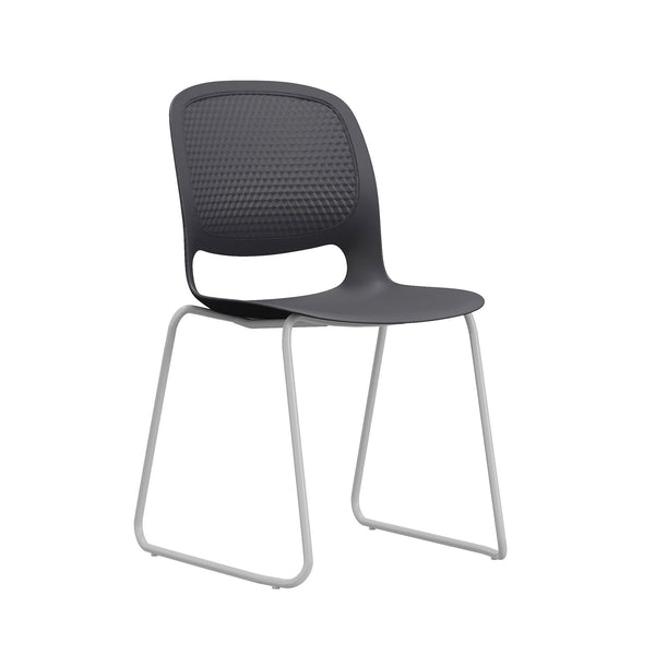 Modern Stacking Chairs Set of 4 in Black with Ergonomic Des…