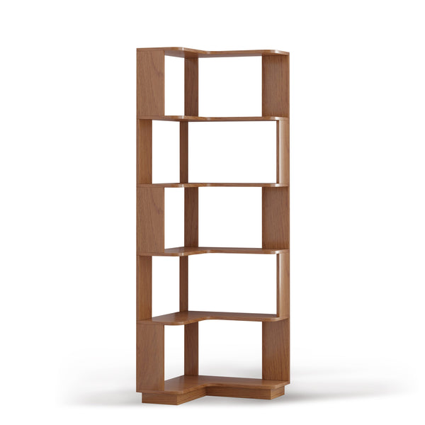 6 Tier L-Shaped Corner Bookshelf in Dark Oak, Wooden Displa…