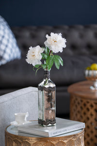 D3x12' Antique Silver Decorative Glass Bottle Vase with Bro…