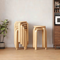 Stackable Bentwood Stool Set of 4, 18' Round Stacking Backl…
