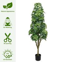 5.2FT Realistic Faux Tree with Lifelike Foliage in Green, D…