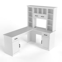 L-Shaped Computer Desk with 2 Cabinets and 2 Drawers, 11 Op…