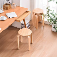 Stackable Bentwood Stool Set of 4, 18' Round Stacking Backl…