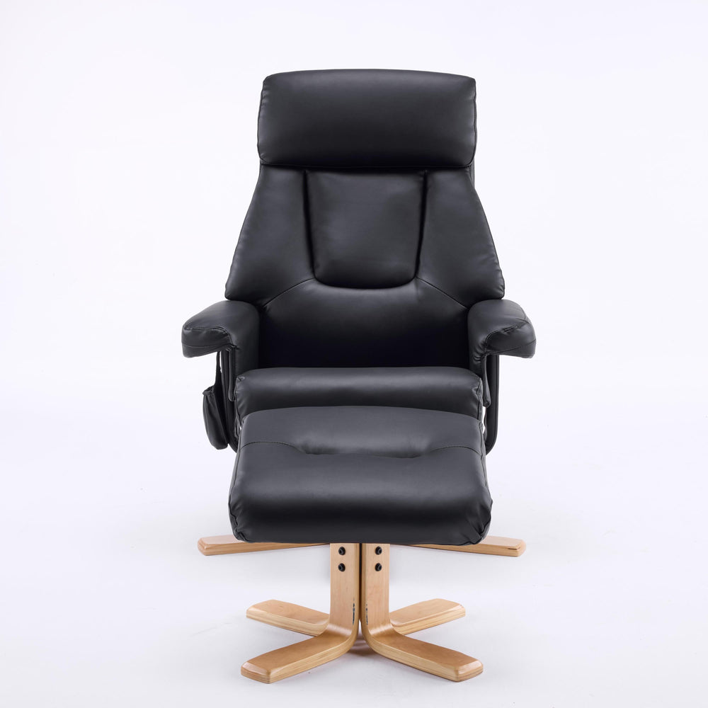 Modern PU Leather Massage Recliner with Ottoman, 360° Swive…