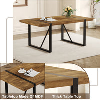 Rustic Industrial Rectangular Wood Dining Table For 4-6 Per…