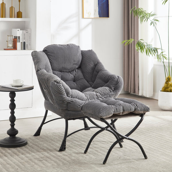 Lazy Chair with Ottoman, Modern Lounge Accent Chair with Ar…