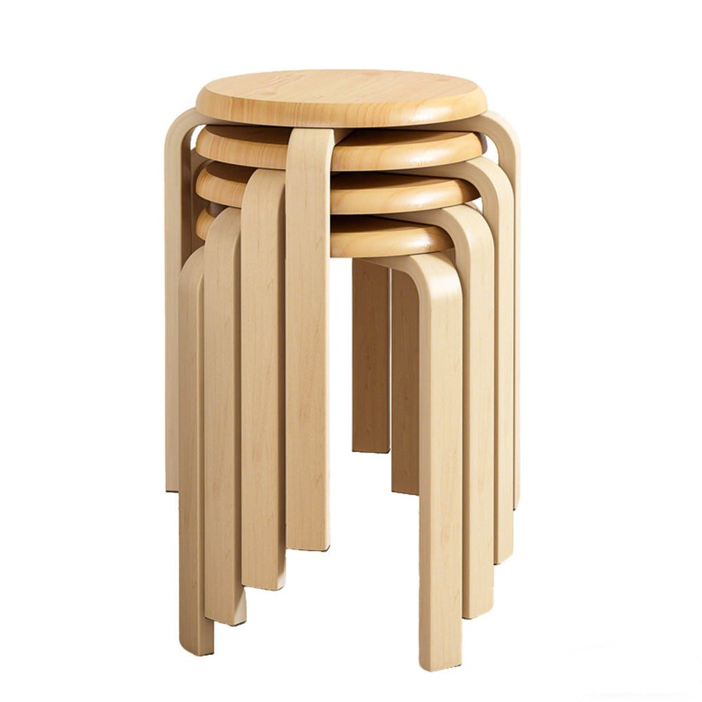 Stackable Bentwood Stool Set of 4, 18' Round Stacking Backl…