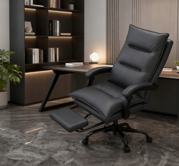 High-End Dark Gray Office Recliner with Adjustable Footrest…