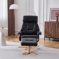 Modern PU Leather Massage Recliner with Ottoman, 360° Swive…