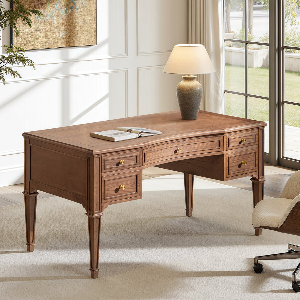 Dauphin Gold Accent 5-Drawer Executive Desk