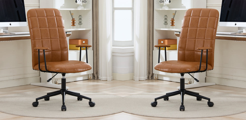 Antique brown PU leather color office chair 2 SETS, with ar…