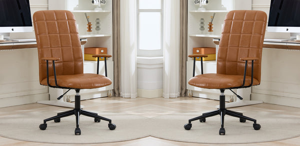 Antique brown PU leather color office chair 2 SETS, with ar…