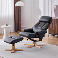 Modern PU Leather Massage Recliner with Ottoman, 360° Swive…