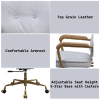 Siecross Vintage White Top Grain Leather Office Chair