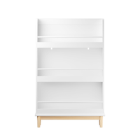 Modern White Wall-Mounted Kids Bookshelf with Natural Wood…