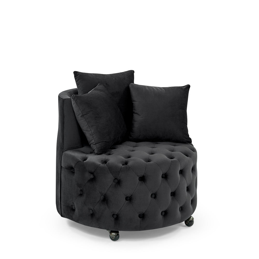 Modern Velvet Upholstered Swivel Chair with Button Tufted D…