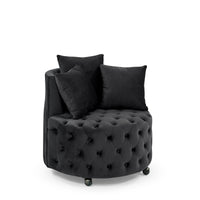 Modern Velvet Upholstered Swivel Chair with Button Tufted D…