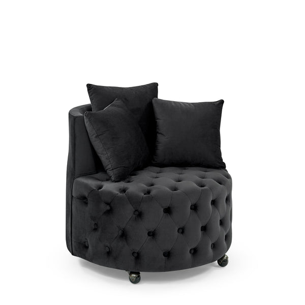 Modern Velvet Upholstered Swivel Chair with Button Tufted D…