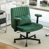 Green Velvet Criss Cross Armrest Office Chair with Wheels -…