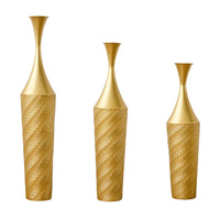 Set of 3 Gold Metal Floor Vases, 27.56'/31.5'/35.43' Tall H…