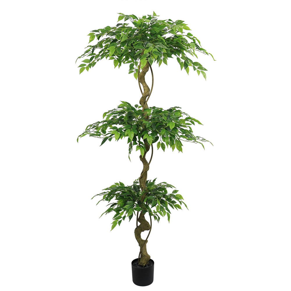 6FT Lifelike Artificial Ficus Tree with Black Pot for Home…