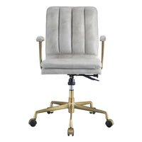 Vintage White and Chrome Swivel Office Chair