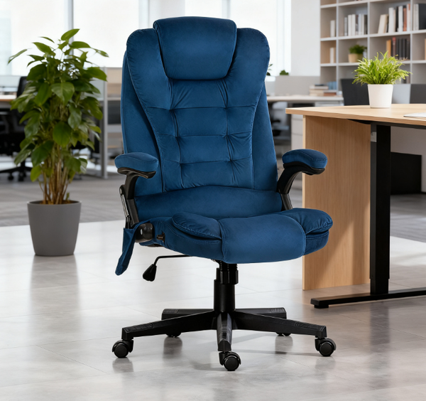 High-Back Velvet Vibrating Massage Chair
