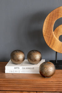 D3.9x3.5' Decorative Orbs with Textured Bronze Finish, Set…