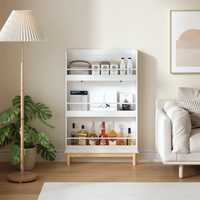 Modern White Wall-Mounted Kids Bookshelf with Natural Wood…