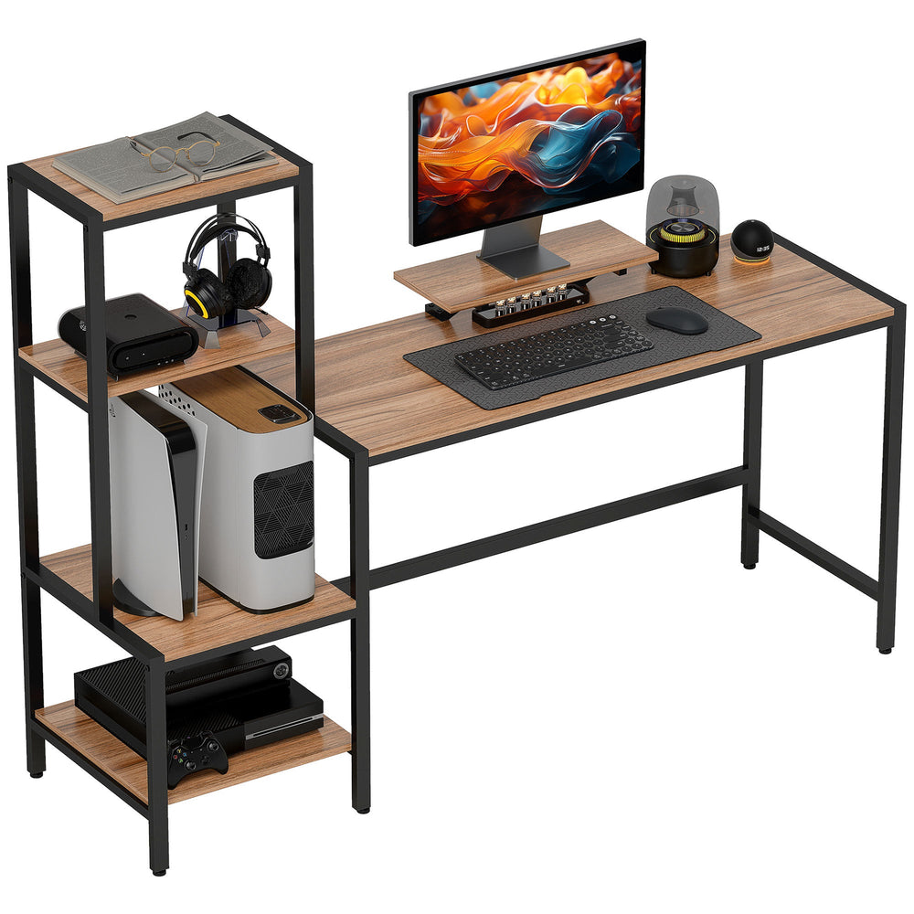 HOMCOM 67' Computer Desk with Monitor Stand, 4-Tier Reversi…