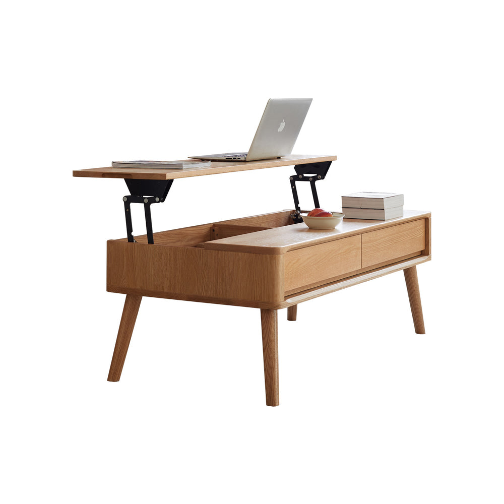 Elevating Center Table Low Table 100% Solid Oak Wood Top Pl…