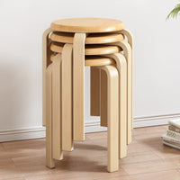 Stackable Bentwood Stool Set of 4, 18' Round Stacking Backl…