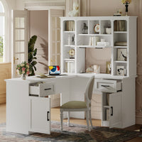 L-Shaped Computer Desk with 2 Cabinets and 2 Drawers, 11 Op…
