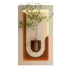 Adjustable 3-Color LED Sandstone Wall Decor with Simulated Green Plants, Glass Vase & Rabbit Statue in Light Coffee PVC Material, 23.62 x 41.34 x 4.72 inches