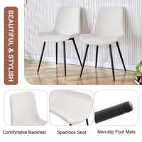 White artificial leather backrest cushion dining chair, bla…