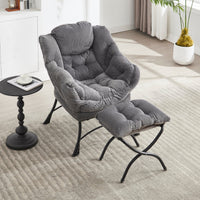 Lazy Chair with Ottoman, Modern Lounge Accent Chair with Ar…
