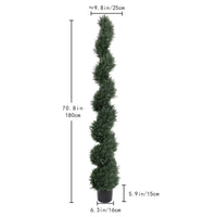 6FT single-color spiral-shaped potted cedar tree, a realist…