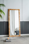 31.5x1.6x71' Burl Wood Rectangle Floor Mirror, Brown
