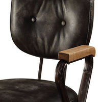 Vintage Black Swivel Office Chair with Nailhead Trim