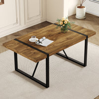 Rustic Industrial Rectangular Wood Dining Table For 4-6 Per…