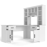 L-Shaped Computer Desk with 2 Cabinets and 2 Drawers, 11 Op…