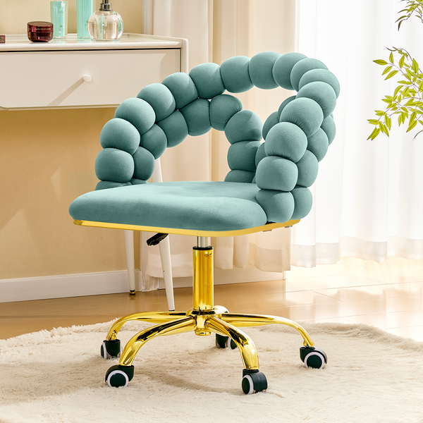 Modern Velvet Adjustable Swivel Desk Chair with Bubble Back…
