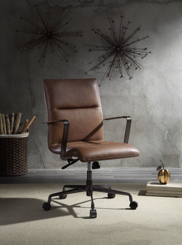 Indra Vintage Chocolate Top Grain Leather Office Chair