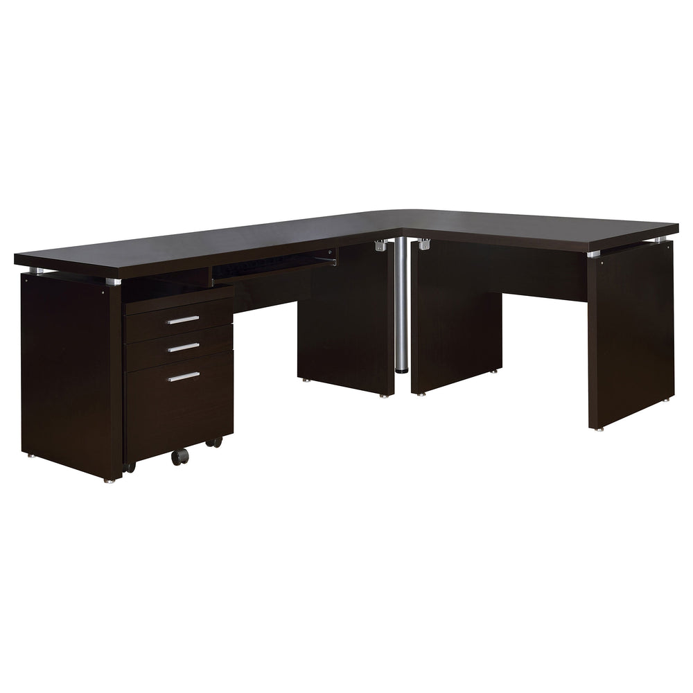 Ulloa Cappuccino L-Shape Desk with Mobile File Cabinet: Mod…