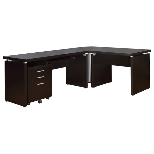 Ulloa Cappuccino L-Shape Desk with Mobile File Cabinet: Mod…