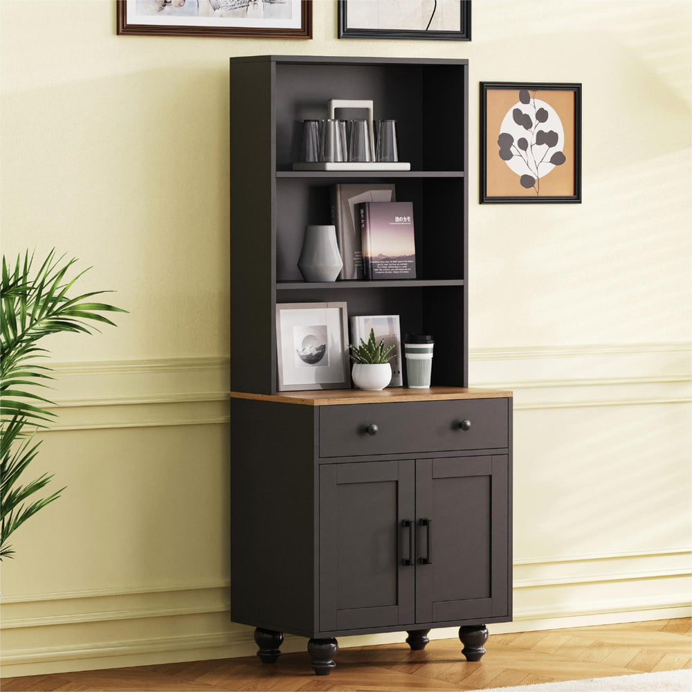 ON-TREND Farmhouse Storage Cabinet with 4 Solid Wood Gourd-…
