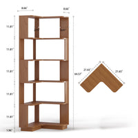 6 Tier L-Shaped Corner Bookshelf in Dark Oak, Wooden Displa…