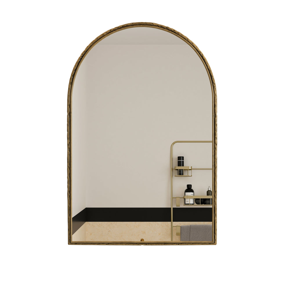 Gold Arched Mirror with Shatterproof Glass for Bathroom, Va…