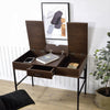 Oak & Black 1-Drawer Writing Desk – USB Port