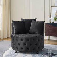 Modern Velvet Upholstered Swivel Chair with Button Tufted D…